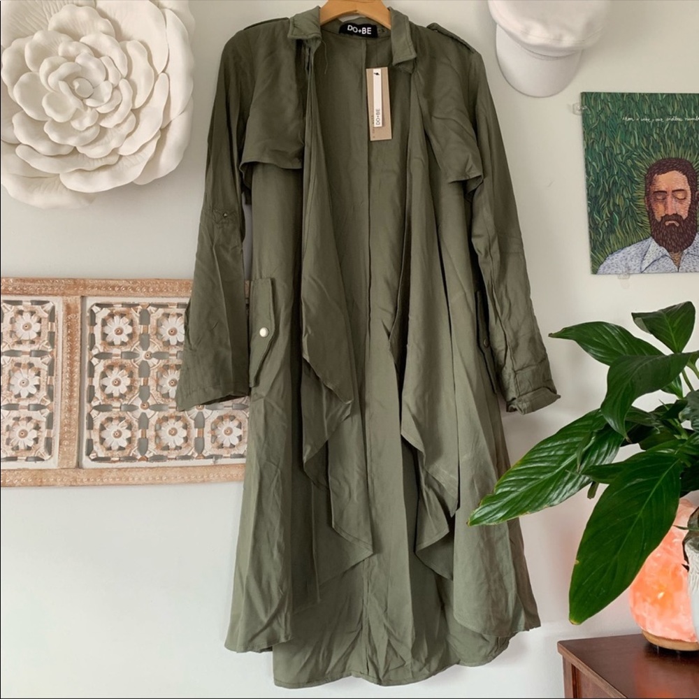 Army Green Flowy Trench